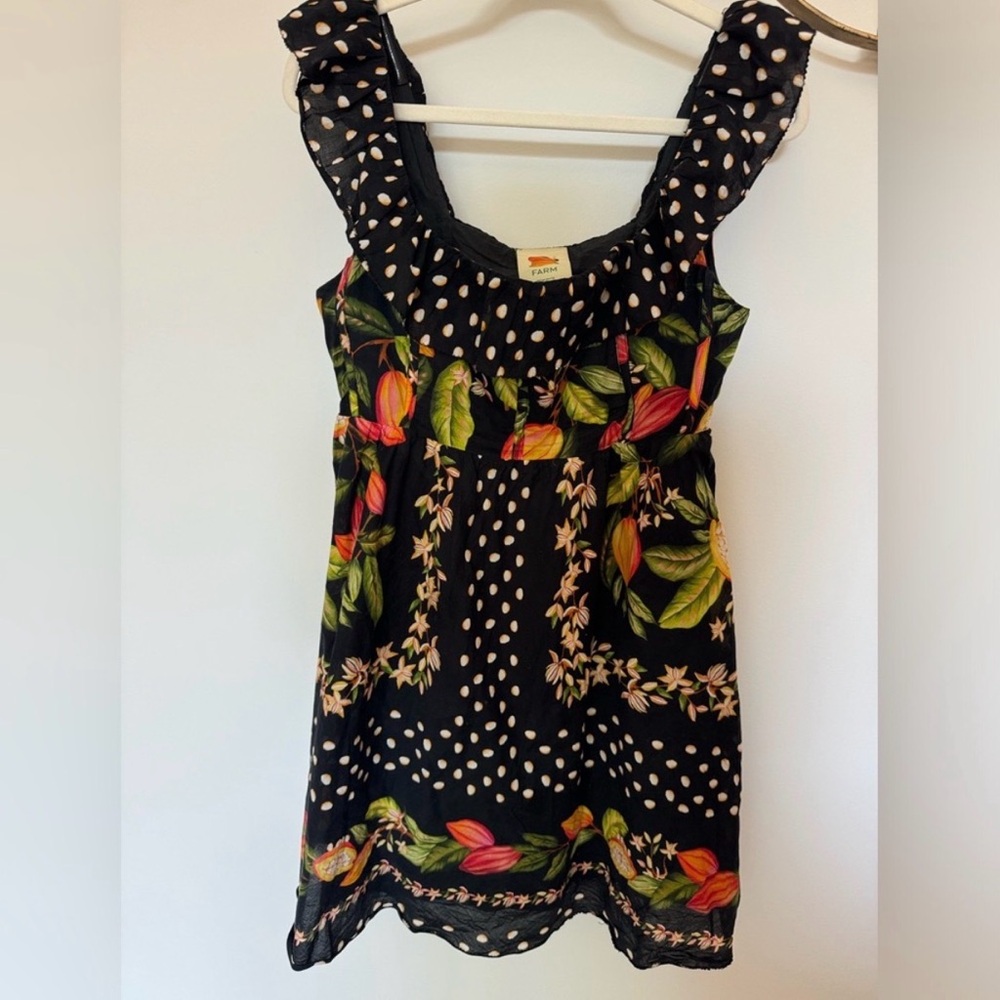 FARM Rio Black Floral cocoa mini  Dress
